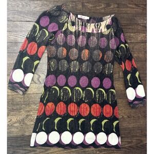 Aryeh Sweater Style Dress Multicolor Big Polka Dots Size Large‎